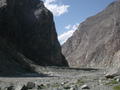 The Karakoram highway passes a narrow spot